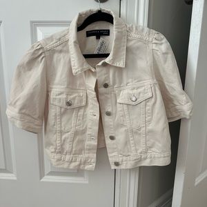 Veronica Beard Raina Short Sleeve Ecru Jean Jacket NWT